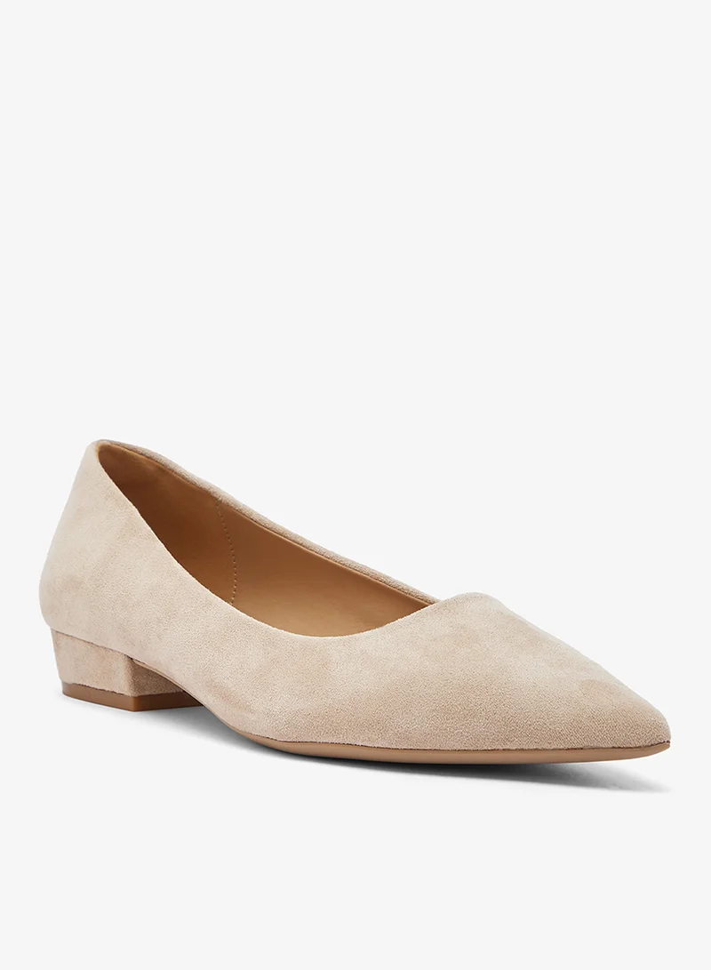 Ginger Suede Block Heel Ballet Flats